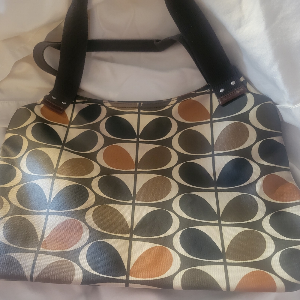 Orla Kiely Black and Brown Patterned Shoulder Bag